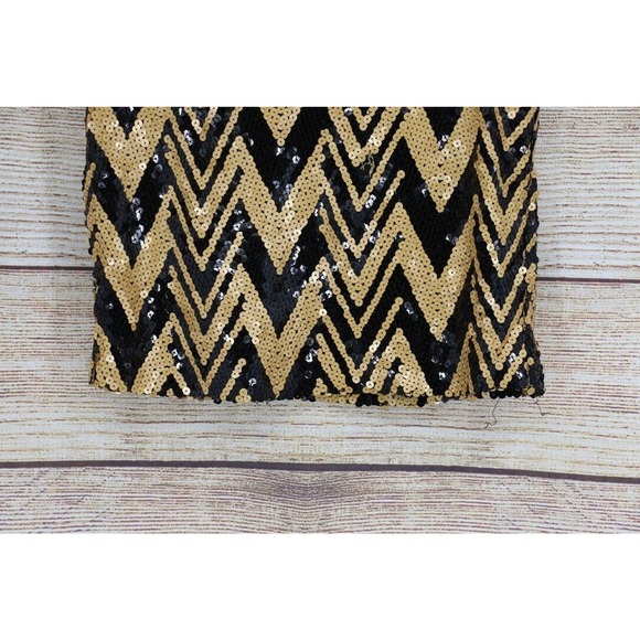 Gianni Bini Womens Mini Party Festive Skirt With Sequins Size Small Gold Black - Picture 3 of 6